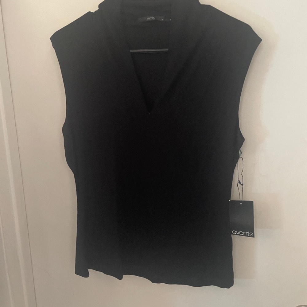 Events Black Sleeveless Top V Neck Size M